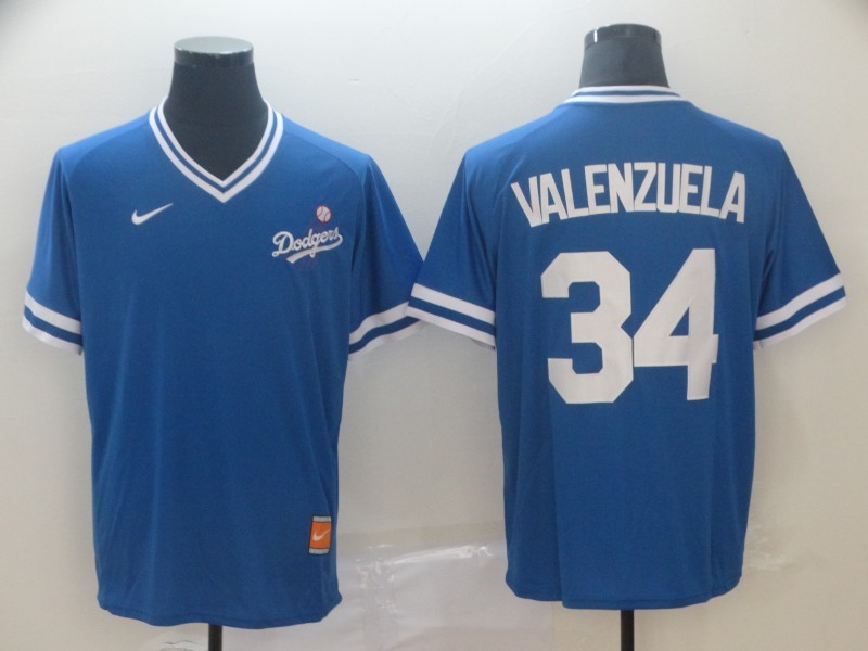 Men's Los Angeles Dodgers Fernando Valenzuela #34 Blue Jersey